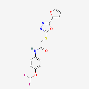 molecular formula C15H11F2N3O4S B10947449 N-[4-(difluoromethoxy)phenyl]-2-{[5-(furan-2-yl)-1,3,4-oxadiazol-2-yl]sulfanyl}acetamide 