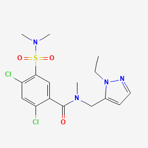 molecular formula C16H20Cl2N4O3S B10947461 2,4-dichloro-5-(dimethylsulfamoyl)-N-[(1-ethyl-1H-pyrazol-5-yl)methyl]-N-methylbenzamide 