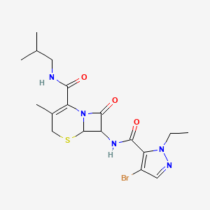 molecular formula C18H24BrN5O3S B10947472 7-{[(4-bromo-1-ethyl-1H-pyrazol-5-yl)carbonyl]amino}-3-methyl-N-(2-methylpropyl)-8-oxo-5-thia-1-azabicyclo[4.2.0]oct-2-ene-2-carboxamide 