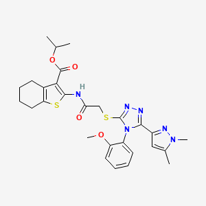 propan-2-yl 2-[({[5-(1,5-dimethyl-1H-pyrazol-3-yl)-4-(2-methoxyphenyl)-4H-1,2,4-triazol-3-yl]sulfanyl}acetyl)amino]-4,5,6,7-tetrahydro-1-benzothiophene-3-carboxylate