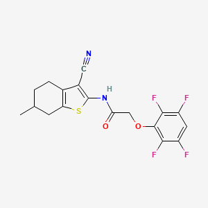 molecular formula C18H14F4N2O2S B10947536 N-(3-cyano-6-methyl-4,5,6,7-tetrahydro-1-benzothiophen-2-yl)-2-(2,3,5,6-tetrafluorophenoxy)acetamide 