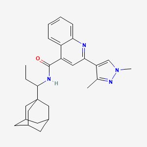 molecular formula C28H34N4O B10947540 N-[1-(1-Adamantyl)propyl]-2-(1,3-dimethyl-1H-pyrazol-4-YL)-4-quinolinecarboxamide 