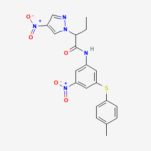 N-{3-[(4-methylphenyl)sulfanyl]-5-nitrophenyl}-2-(4-nitro-1H-pyrazol-1-yl)butanamide