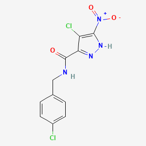 molecular formula C11H8Cl2N4O3 B10947595 4-chloro-N-(4-chlorobenzyl)-5-nitro-1H-pyrazole-3-carboxamide 