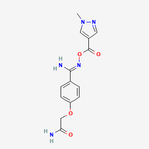 molecular formula C14H15N5O4 B10947606 2-[4-(N'-{[(1-methyl-1H-pyrazol-4-yl)carbonyl]oxy}carbamimidoyl)phenoxy]acetamide 