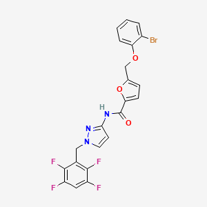 molecular formula C22H14BrF4N3O3 B10947612 5-[(2-bromophenoxy)methyl]-N-[1-(2,3,5,6-tetrafluorobenzyl)-1H-pyrazol-3-yl]furan-2-carboxamide 