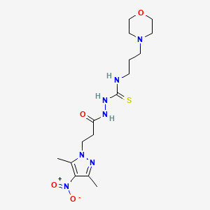 molecular formula C16H27N7O4S B10947619 2-[3-(3,5-dimethyl-4-nitro-1H-pyrazol-1-yl)propanoyl]-N-[3-(morpholin-4-yl)propyl]hydrazinecarbothioamide 