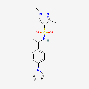 molecular formula C17H20N4O2S B10947620 1,3-dimethyl-N-{1-[4-(1H-pyrrol-1-yl)phenyl]ethyl}-1H-pyrazole-4-sulfonamide 