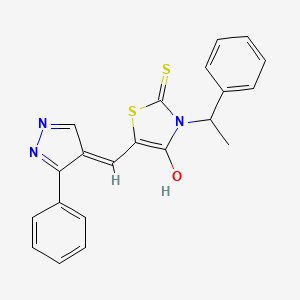 (5Z)-3-(1-phenylethyl)-5-[(3-phenyl-1H-pyrazol-4-yl)methylidene]-2-thioxo-1,3-thiazolidin-4-one