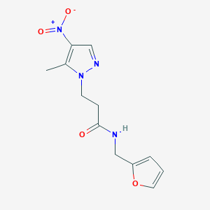 molecular formula C12H14N4O4 B10947684 N-(furan-2-ylmethyl)-3-(5-methyl-4-nitro-1H-pyrazol-1-yl)propanamide 