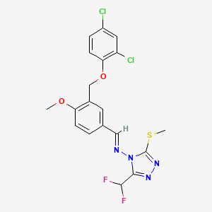 molecular formula C19H16Cl2F2N4O2S B10947767 N-[(E)-{3-[(2,4-dichlorophenoxy)methyl]-4-methoxyphenyl}methylidene]-3-(difluoromethyl)-5-(methylsulfanyl)-4H-1,2,4-triazol-4-amine 