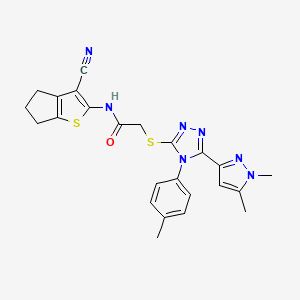 N-(3-cyano-5,6-dihydro-4H-cyclopenta[b]thiophen-2-yl)-2-{[5-(1,5-dimethyl-1H-pyrazol-3-yl)-4-(4-methylphenyl)-4H-1,2,4-triazol-3-yl]sulfanyl}acetamide