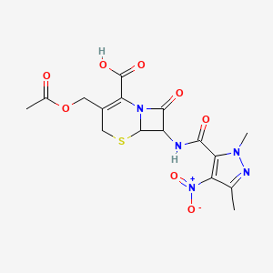 3-[(acetyloxy)methyl]-7-{[(1,3-dimethyl-4-nitro-1H-pyrazol-5-yl)carbonyl]amino}-8-oxo-5-thia-1-azabicyclo[4.2.0]oct-2-ene-2-carboxylic acid