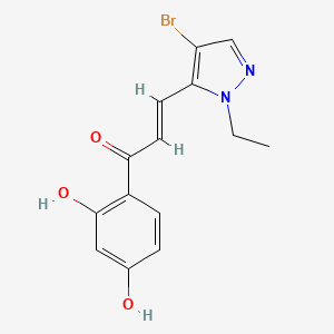 (2E)-3-(4-bromo-1-ethyl-1H-pyrazol-5-yl)-1-(2,4-dihydroxyphenyl)prop-2-en-1-one