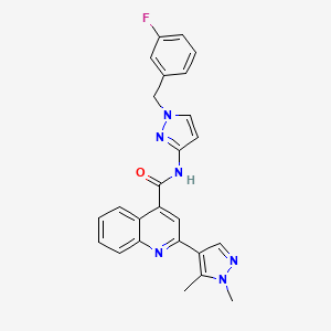 molecular formula C25H21FN6O B10947881 2-(1,5-dimethyl-1H-pyrazol-4-yl)-N-[1-(3-fluorobenzyl)-1H-pyrazol-3-yl]quinoline-4-carboxamide 