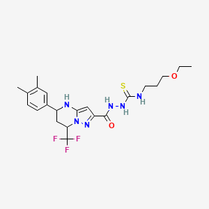 2-{[5-(3,4-dimethylphenyl)-7-(trifluoromethyl)-4,5,6,7-tetrahydropyrazolo[1,5-a]pyrimidin-2-yl]carbonyl}-N-(3-ethoxypropyl)hydrazinecarbothioamide