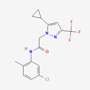 molecular formula C16H15ClF3N3O B10947901 N-(5-chloro-2-methylphenyl)-2-[5-cyclopropyl-3-(trifluoromethyl)-1H-pyrazol-1-yl]acetamide 