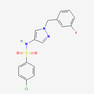 molecular formula C16H13ClFN3O2S B10947910 4-chloro-N-[1-(3-fluorobenzyl)-1H-pyrazol-4-yl]benzenesulfonamide 