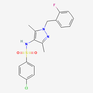 4-chloro-N-[1-(2-fluorobenzyl)-3,5-dimethyl-1H-pyrazol-4-yl]benzenesulfonamide