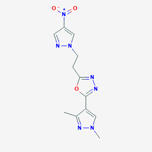 2-(1,3-dimethyl-1H-pyrazol-4-yl)-5-[2-(4-nitro-1H-pyrazol-1-yl)ethyl]-1,3,4-oxadiazole