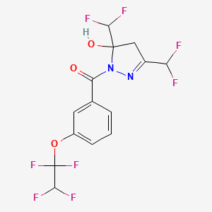 molecular formula C14H10F8N2O3 B10947937 [3,5-bis(difluoromethyl)-5-hydroxy-4,5-dihydro-1H-pyrazol-1-yl][3-(1,1,2,2-tetrafluoroethoxy)phenyl]methanone 