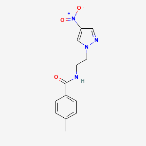 molecular formula C13H14N4O3 B10947954 4-methyl-N-[2-(4-nitro-1H-pyrazol-1-yl)ethyl]benzamide 