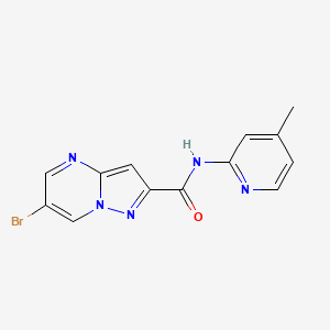 molecular formula C13H10BrN5O B10947959 6-bromo-N-(4-methylpyridin-2-yl)pyrazolo[1,5-a]pyrimidine-2-carboxamide 