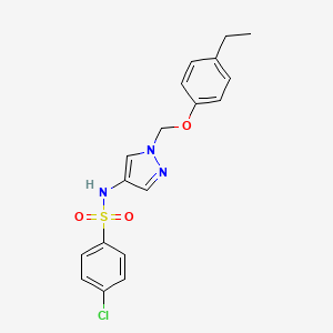 molecular formula C18H18ClN3O3S B10947991 4-chloro-N-{1-[(4-ethylphenoxy)methyl]-1H-pyrazol-4-yl}benzenesulfonamide 