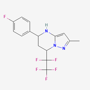 molecular formula C15H13F6N3 B10948027 5-(4-Fluorophenyl)-2-methyl-7-(pentafluoroethyl)-4,5,6,7-tetrahydropyrazolo[1,5-a]pyrimidine CAS No. 676245-14-0