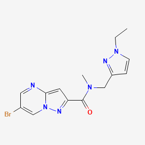 molecular formula C14H15BrN6O B10948034 6-bromo-N-[(1-ethyl-1H-pyrazol-3-yl)methyl]-N-methylpyrazolo[1,5-a]pyrimidine-2-carboxamide 