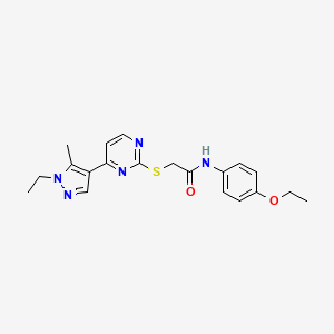 molecular formula C20H23N5O2S B10948037 N-(4-ethoxyphenyl)-2-{[4-(1-ethyl-5-methyl-1H-pyrazol-4-yl)pyrimidin-2-yl]sulfanyl}acetamide 