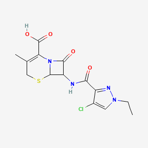 7-{[(4-chloro-1-ethyl-1H-pyrazol-3-yl)carbonyl]amino}-3-methyl-8-oxo-5-thia-1-azabicyclo[4.2.0]oct-2-ene-2-carboxylic acid