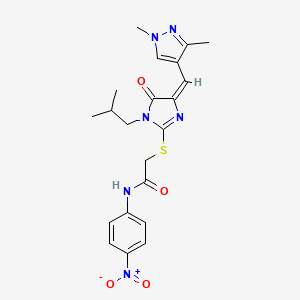 2-{[(4E)-4-[(1,3-dimethyl-1H-pyrazol-4-yl)methylidene]-1-(2-methylpropyl)-5-oxo-4,5-dihydro-1H-imidazol-2-yl]sulfanyl}-N-(4-nitrophenyl)acetamide