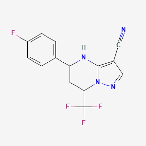 molecular formula C14H10F4N4 B10948090 5-(4-Fluorophenyl)-7-(trifluoromethyl)-4,5,6,7-tetrahydropyrazolo[1,5-a]pyrimidine-3-carbonitrile 