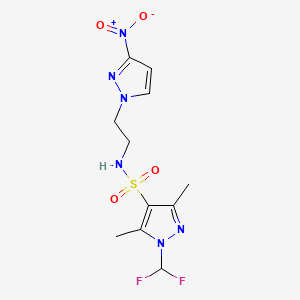 1-(difluoromethyl)-3,5-dimethyl-N-[2-(3-nitro-1H-pyrazol-1-yl)ethyl]-1H-pyrazole-4-sulfonamide