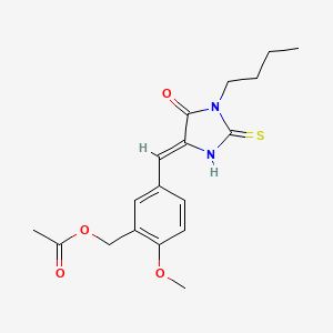 molecular formula C18H22N2O4S B10948104 5-[(Z)-(1-butyl-5-oxo-2-thioxoimidazolidin-4-ylidene)methyl]-2-methoxybenzyl acetate 