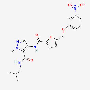 molecular formula C21H23N5O6 B10948124 1-methyl-N-(2-methylpropyl)-4-[({5-[(3-nitrophenoxy)methyl]furan-2-yl}carbonyl)amino]-1H-pyrazole-5-carboxamide 