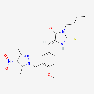 molecular formula C21H25N5O4S B10948155 (5Z)-3-butyl-5-{3-[(3,5-dimethyl-4-nitro-1H-pyrazol-1-yl)methyl]-4-methoxybenzylidene}-2-sulfanyl-3,5-dihydro-4H-imidazol-4-one 