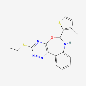 molecular formula C17H16N4OS2 B10948156 3-(Ethylsulfanyl)-6-(3-methylthiophen-2-yl)-6,7-dihydro[1,2,4]triazino[5,6-d][3,1]benzoxazepine 