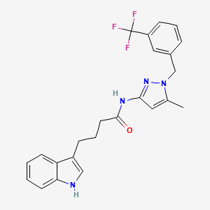 molecular formula C24H23F3N4O B10948169 4-(1H-indol-3-yl)-N-{5-methyl-1-[3-(trifluoromethyl)benzyl]-1H-pyrazol-3-yl}butanamide 