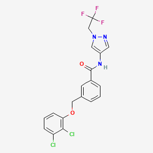 molecular formula C19H14Cl2F3N3O2 B10948176 3-[(2,3-dichlorophenoxy)methyl]-N-[1-(2,2,2-trifluoroethyl)-1H-pyrazol-4-yl]benzamide 