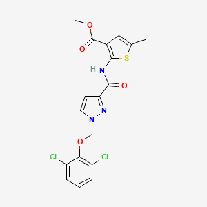 molecular formula C18H15Cl2N3O4S B10948180 methyl 2-[({1-[(2,6-dichlorophenoxy)methyl]-1H-pyrazol-3-yl}carbonyl)amino]-5-methylthiophene-3-carboxylate 