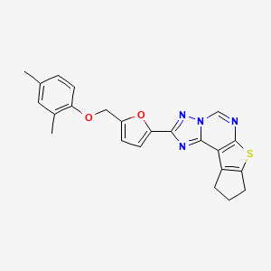 molecular formula C23H20N4O2S B10948199 2-{5-[(2,4-dimethylphenoxy)methyl]furan-2-yl}-9,10-dihydro-8H-cyclopenta[4,5]thieno[3,2-e][1,2,4]triazolo[1,5-c]pyrimidine 