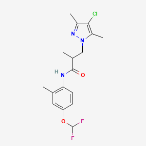 molecular formula C17H20ClF2N3O2 B10948214 3-(4-chloro-3,5-dimethyl-1H-pyrazol-1-yl)-N-[4-(difluoromethoxy)-2-methylphenyl]-2-methylpropanamide 