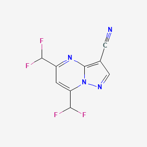 molecular formula C9H4F4N4 B10948252 5,7-Bis(difluoromethyl)pyrazolo[1,5-a]pyrimidine-3-carbonitrile CAS No. 438236-31-8