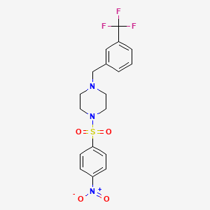 molecular formula C18H18F3N3O4S B10948259 1-[(4-Nitrophenyl)sulfonyl]-4-[3-(trifluoromethyl)benzyl]piperazine 