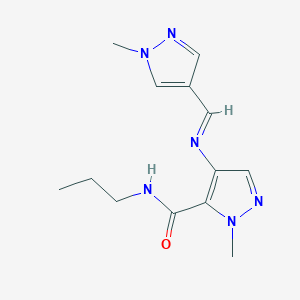 1-methyl-4-{[(E)-(1-methyl-1H-pyrazol-4-yl)methylidene]amino}-N-propyl-1H-pyrazole-5-carboxamide