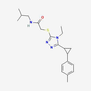 2-({4-ethyl-5-[2-(4-methylphenyl)cyclopropyl]-4H-1,2,4-triazol-3-yl}sulfanyl)-N-(2-methylpropyl)acetamide