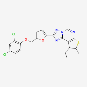 molecular formula C21H16Cl2N4O2S B10948313 2,4-Dichlorophenyl {[5-(9-ethyl-8-methylthieno[3,2-E][1,2,4]triazolo[1,5-C]pyrimidin-2-YL)-2-furyl]methyl} ether 