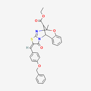 ethyl (2E)-2-[4-(benzyloxy)benzylidene]-5-methyl-1-oxo-1,2-dihydro-5H,11H-5,11-methano[1,3]thiazolo[2,3-d][1,3,5]benzoxadiazocine-13-carboxylate